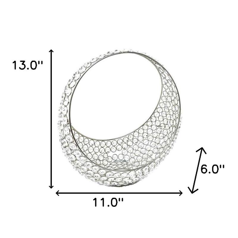 13" Silver and Faux Crystal Bling Ring Basket Bed Bath & Beyond 36597674